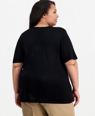 Plus Size V-Neck Short-Sleeve Knit Top
