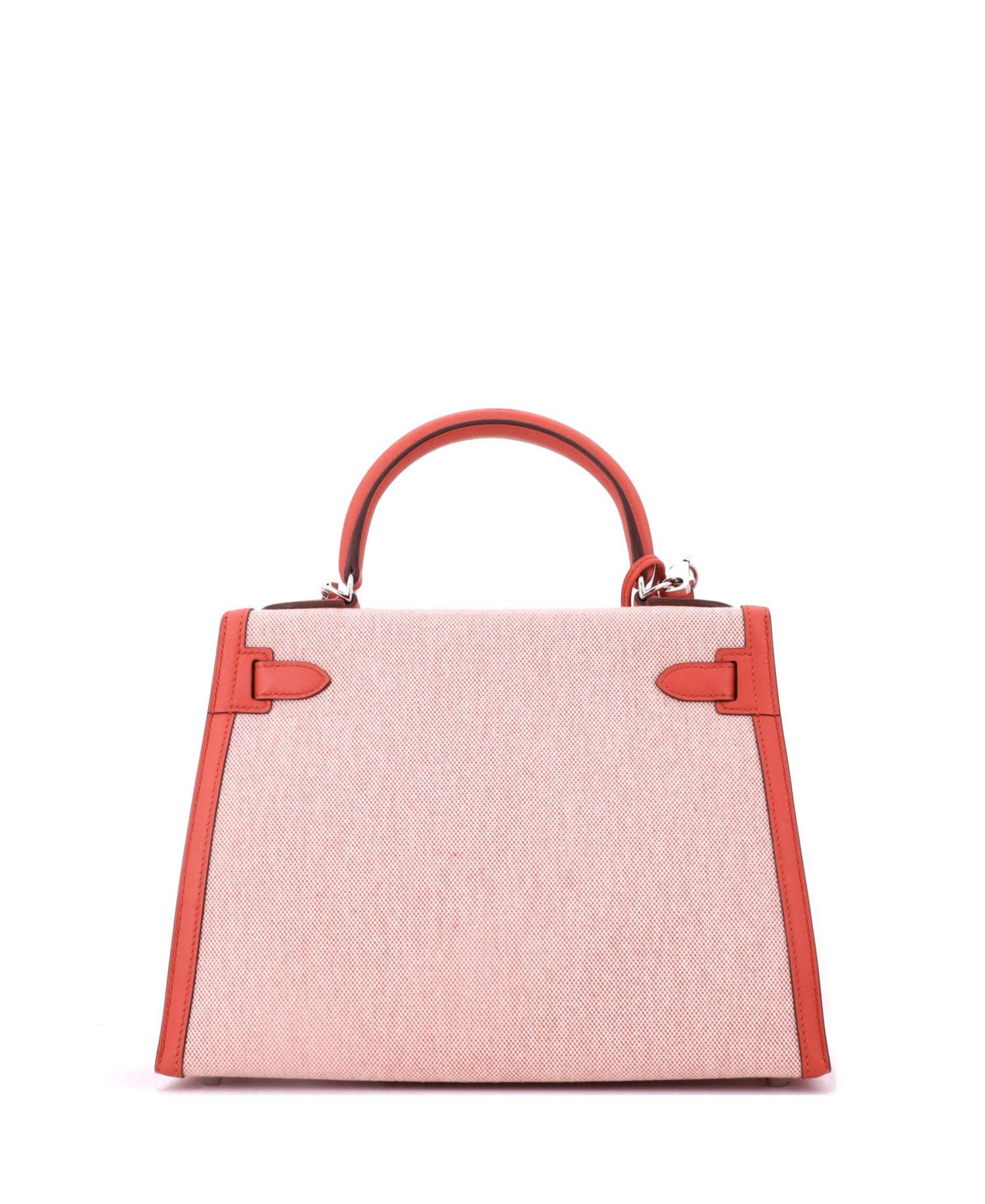 Kelly 28 Handbag Toile and Brown Swift with Palladium Hardware