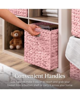 10.5x10.5in Hyacinth Storage Baskets, Set of 5 Multipurpose Collapsible Organizers