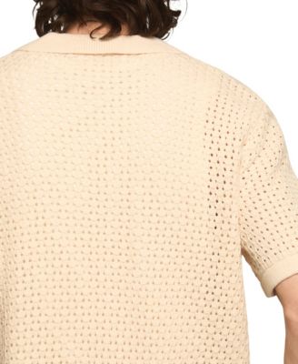 Men's Granny Square Button-Down Sweater