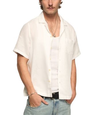 Men's Short-Sleeve Linen Camp-Collar Shirt