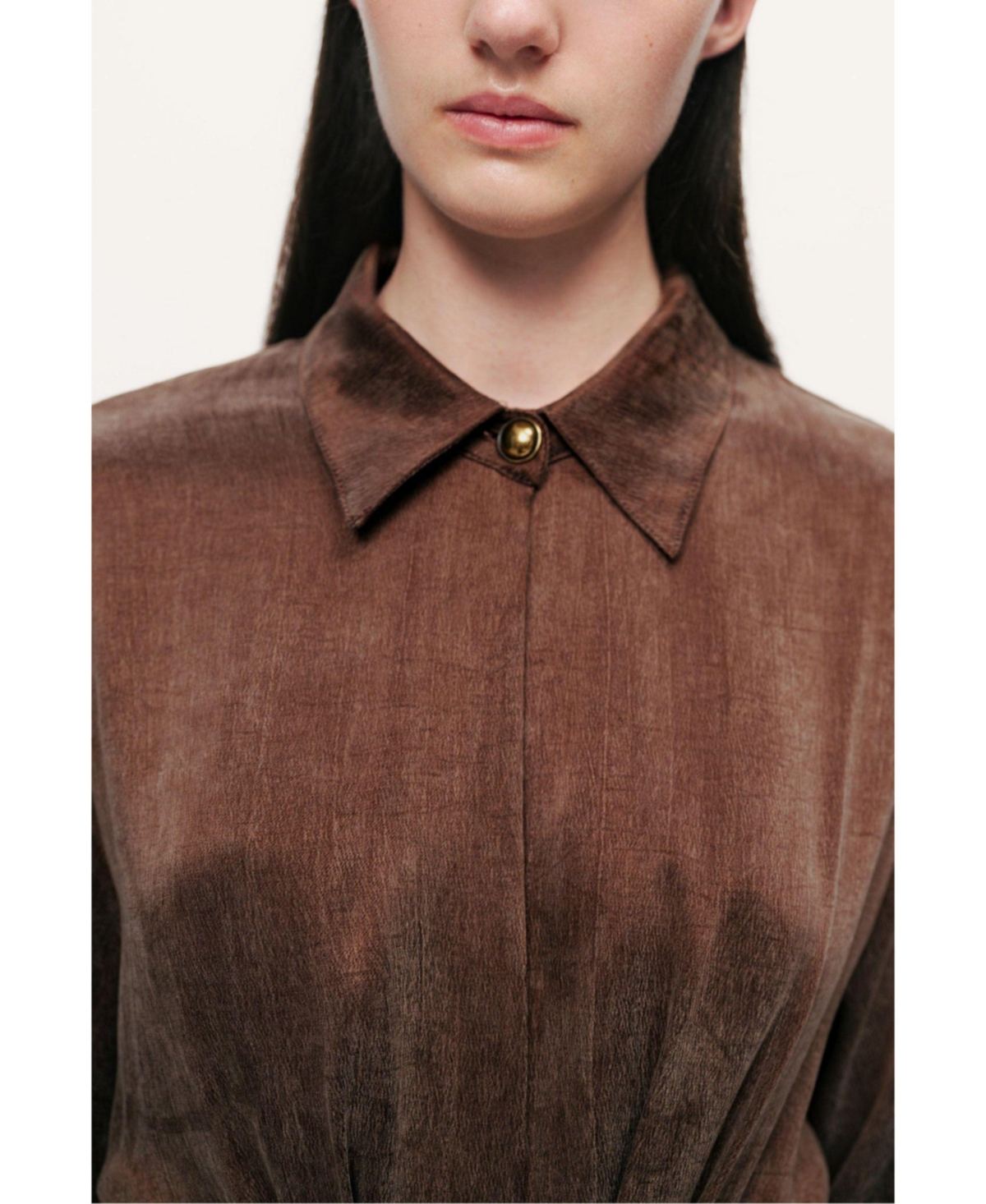 Nocturne Women's Belted Draped Shirt-Collar Maxi Dress