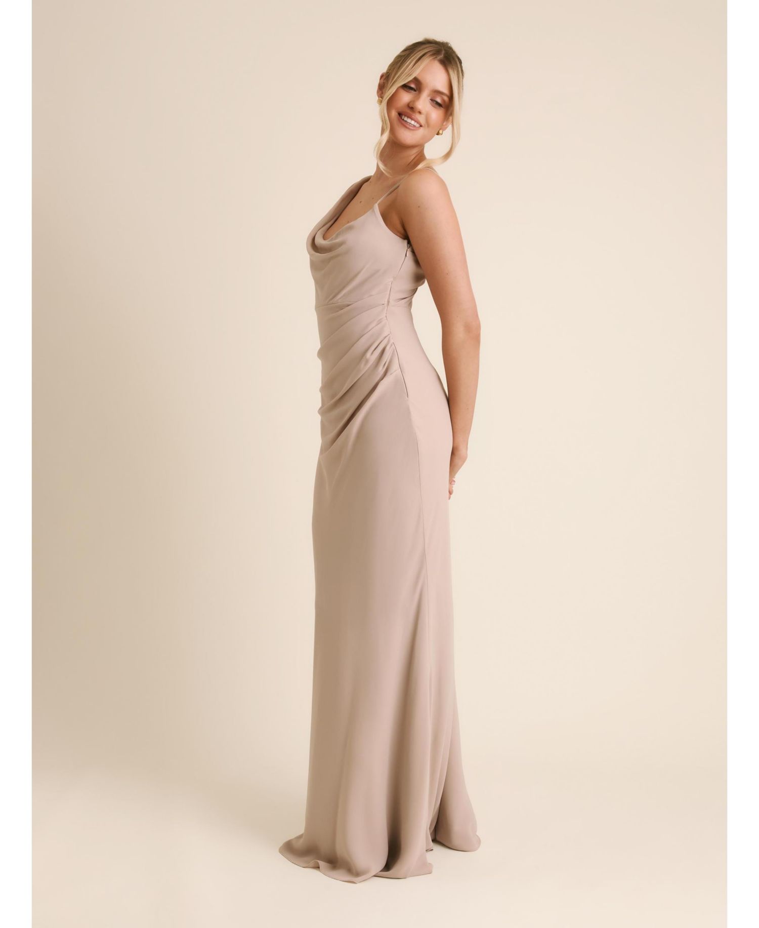 Women's Cowl Front Chiffon Bridesmaid Dress