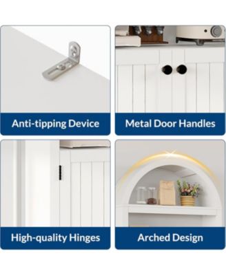 72" Modern Arched Cabinet with Handles – 5-Tier Wooden Pantry Cabinet with Double Doors & Adjustable Shelves