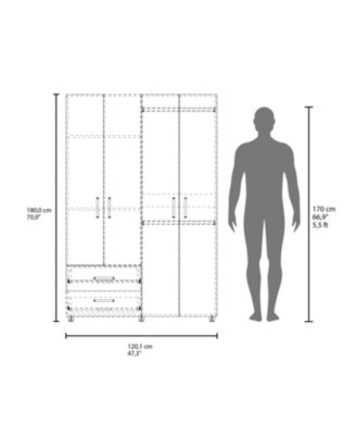 Fifty Modern 2-Door Wardrobe with Shelves and Drawers