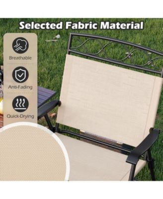 4 Pack Patio Folding Chairs w/ Backrests & Armrests Metal Frame Outdoor
