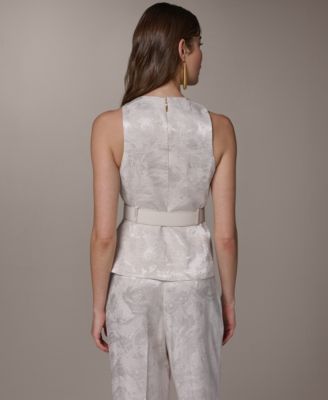 Women's Crossover Belted Sleeveless Top