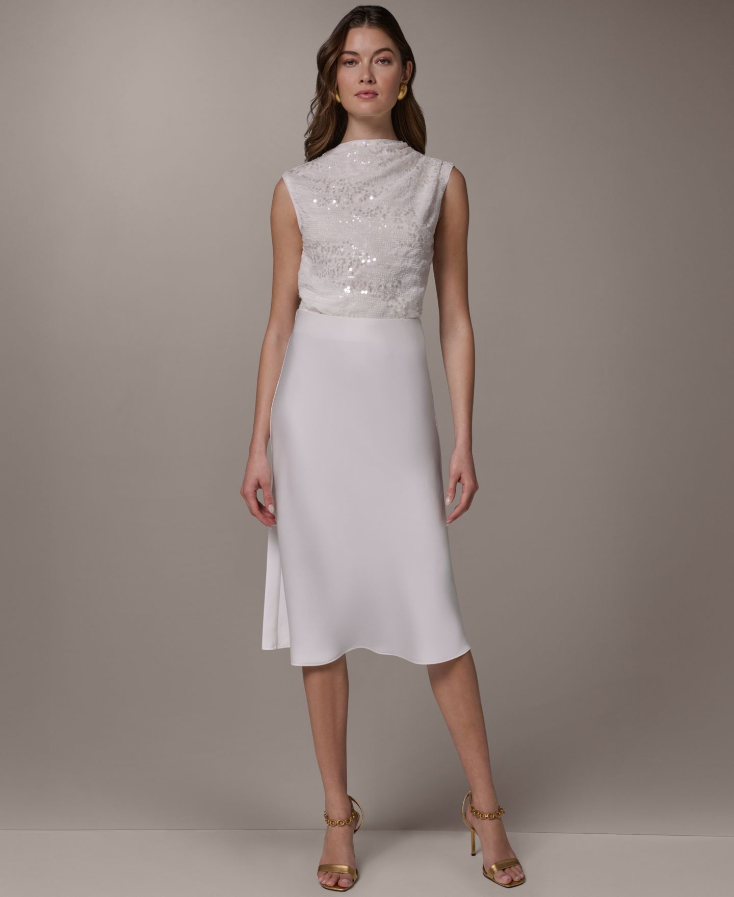 Женская юбка Donna Karan New York Bias Midi, цвет: Кремовый — фото 6