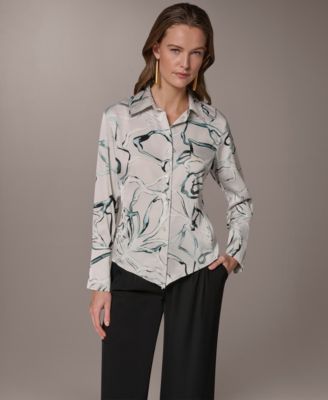 Donna Karan New York - Women's Printed Pointed Hem Blouse
