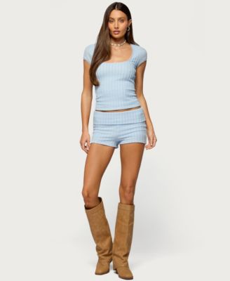 Women's Iyara Textured Knit Foldover Micro Shorts