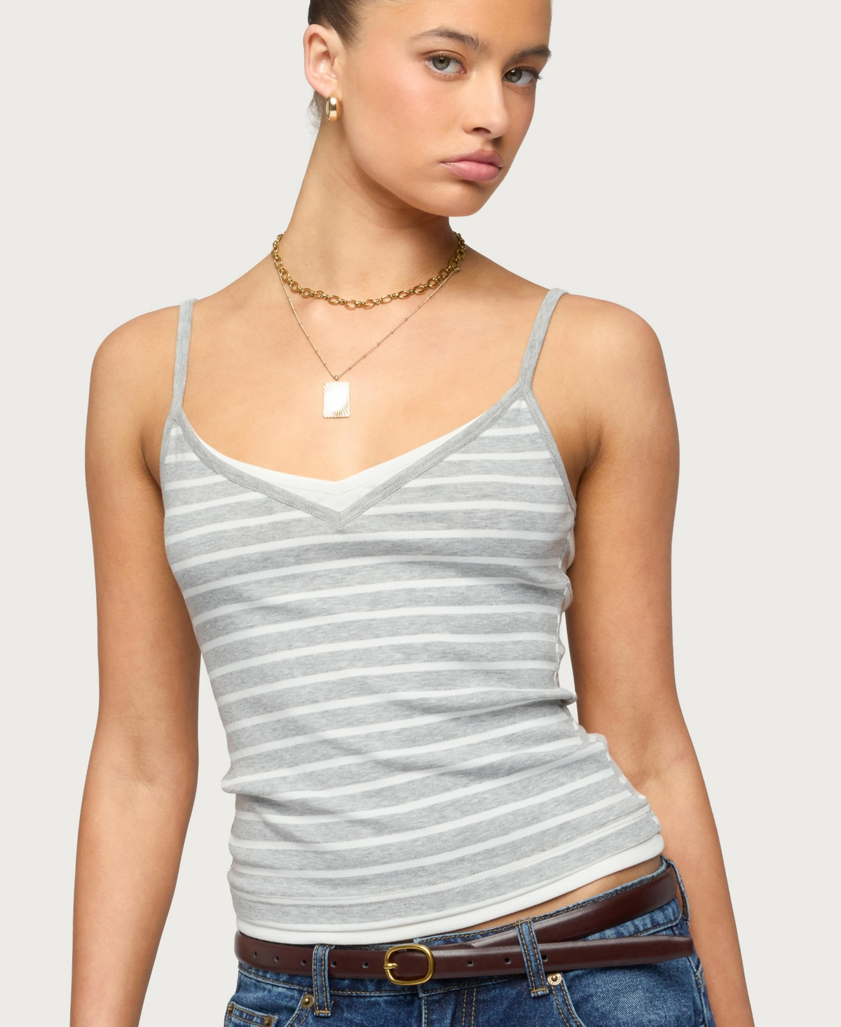 Edikted Women's Layered Contrast Striped Tank Top