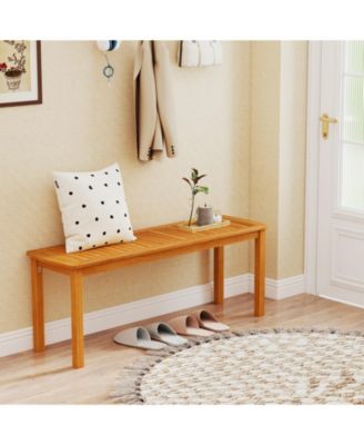 Acacia Wood Outdoor Garden Bench with Slatted Seat