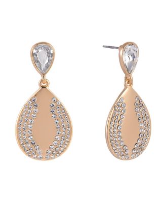 Laundry by Shelli Segal Gold Tone Teardrop Earrings with Crystal Stone Accents 18$