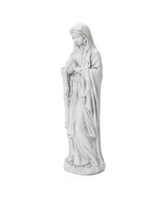 29.3" Praying Mary Statue with Rosary Beads, White Outdoor Religious Decor