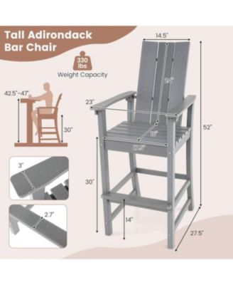 Outdoor Adirondack Bar Height Chair with Ergonomic Back
