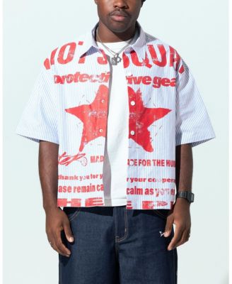 Men's Riot Squad Button Up T-Shirt - Pin Stripe