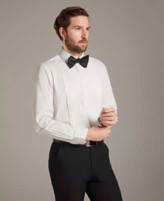 Men's Slim Fit Pleated Dress Shirt