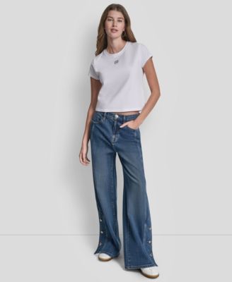 Women's Rhinestone Logo Crew Neck Baby T-Shirt