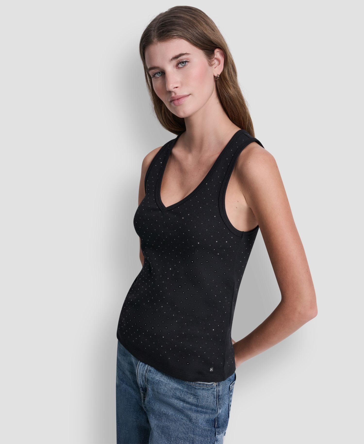 Women's Rhinestone V-Neck Tank Top