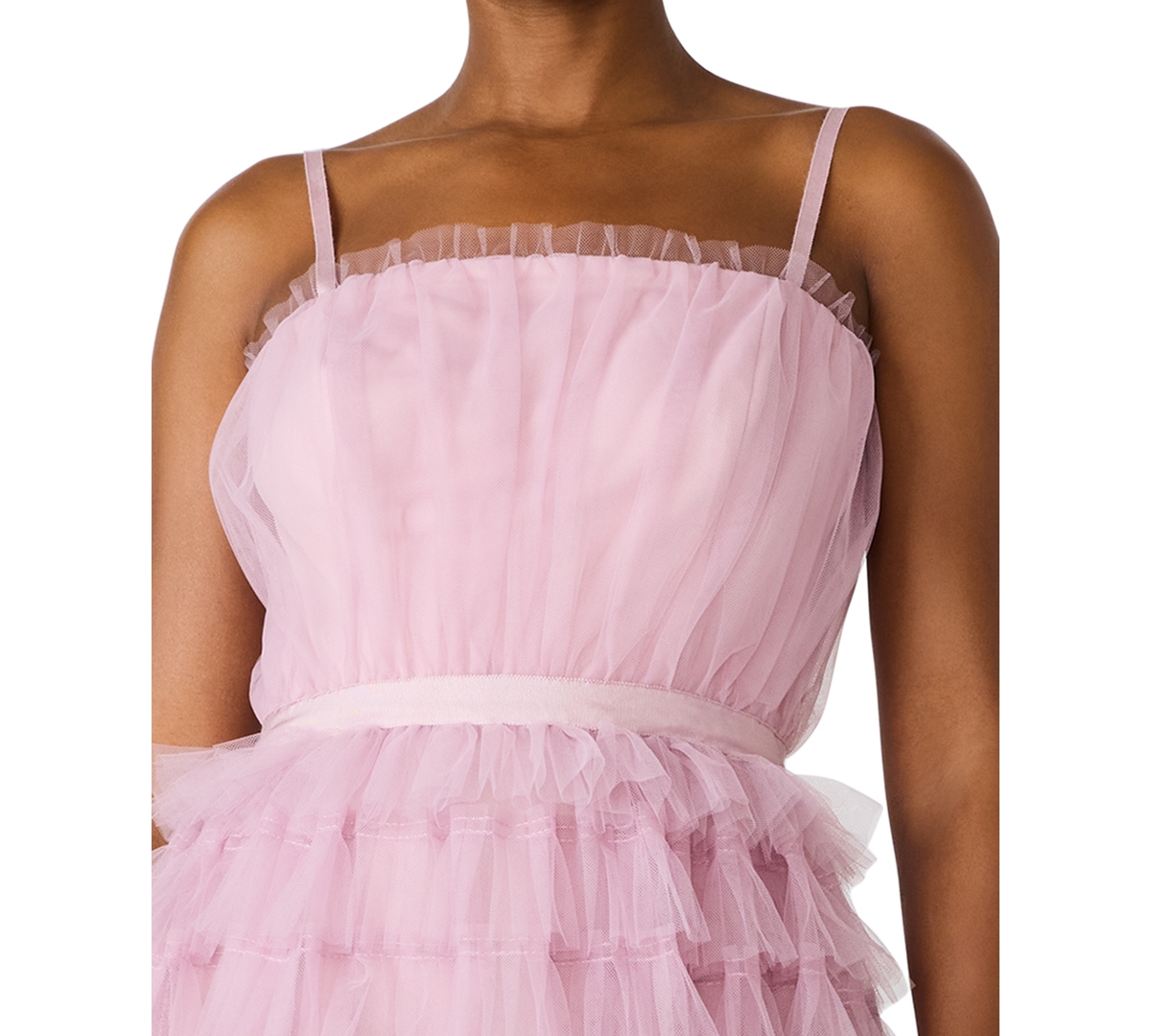 Steve Madden Juniors' Tiered Tulle Square Neck Gown