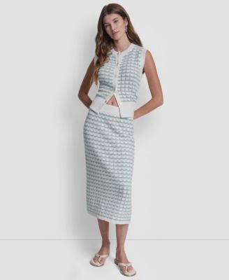 Women's Striped Pointelle Midi Skirt