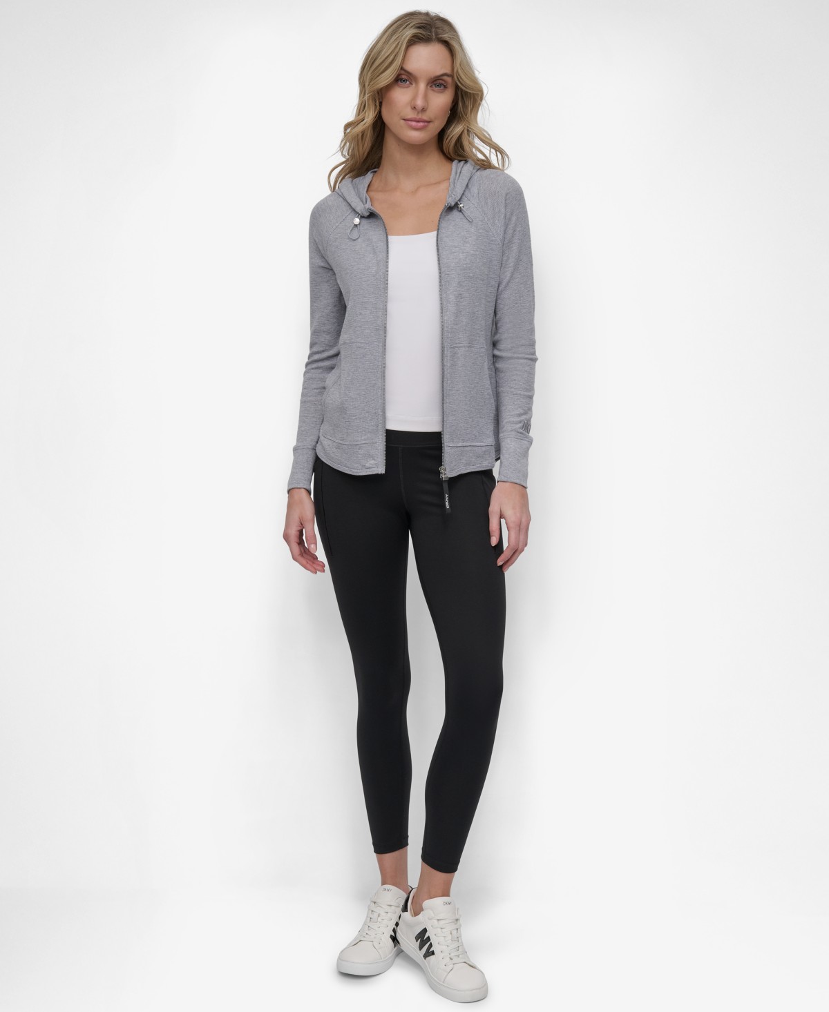 Женские топы DKNY Women's Lightweight Waffle Zip-Front — фото 1
