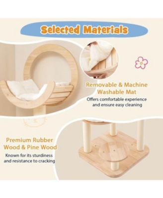 4-in-1 Wooden Cat Tower with Space Capsule Nest, Indoor Cat Furniture for Climbing & Play