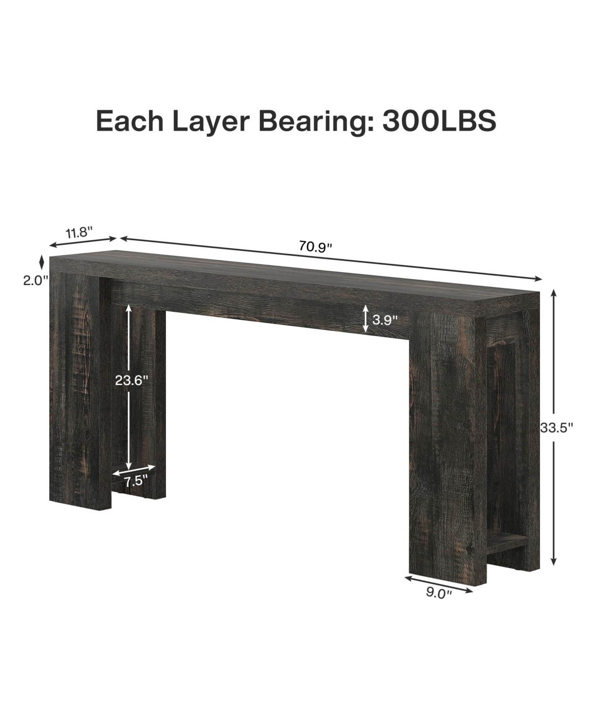 Tribesigns 70.9-Inch Extra Long Console Table, Farmhouse Wood Sofa Table Behind Couch, Narrow Entryway Accent for Living Room