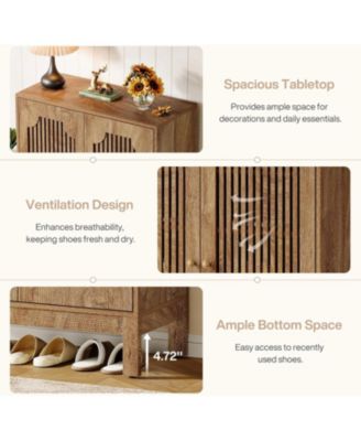 Shoe Cabinet with Doors, 5-Tier Shoe Storage Cabinet with Adjustable Shelves