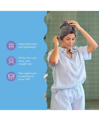 3-Pack Microfiber Hair Towel Wrap for Straight, Wavy & Curly Hair – Gray, Blue & Pink, Quick Dry