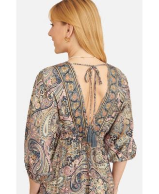 Women's Paisley Print Midi Kimono Dress