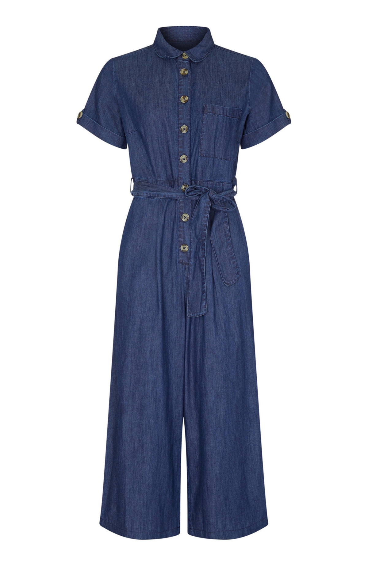 Yumi Women's Chambray Light Denim Button Jumpsuit