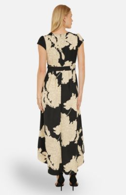 Women's Blossom Print Dipped Hem Wrap Midi Dress