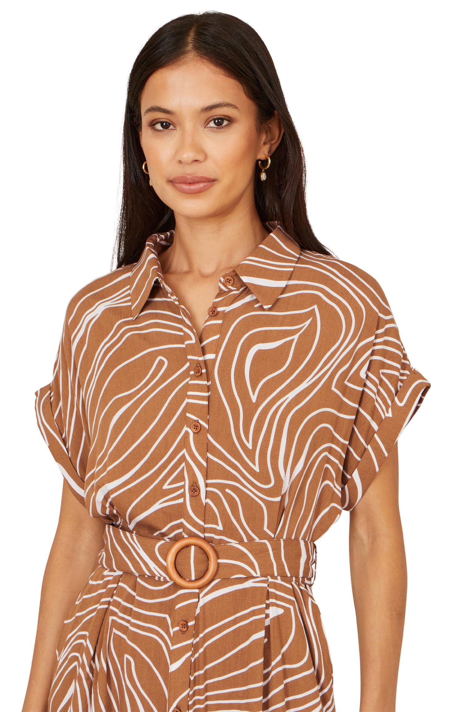 Women's Abstract Swirl Print Relaxed Midi Dress