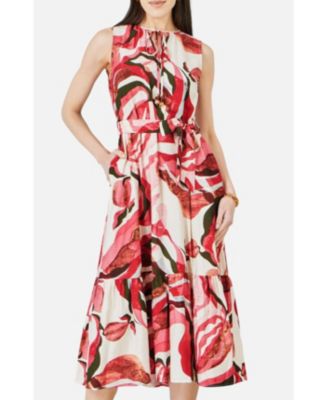 Women's Viscose Swirl Print Midi Dress