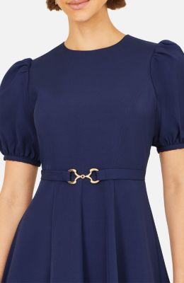 Women's Buckle Detail Short Sleeve Skater Dress