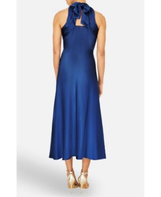 Women's Satin Halter Neck Midi Dress