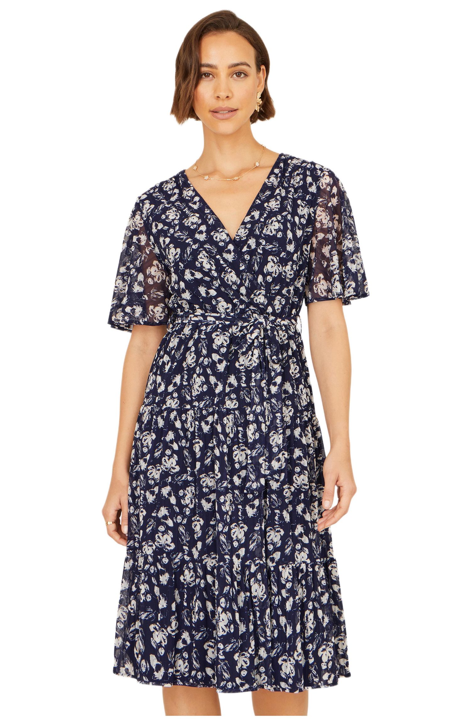 Women's Floral Mesh Wrap Dress