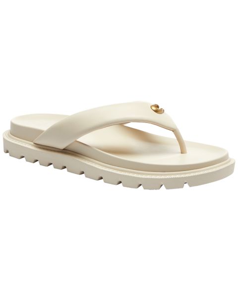 Женские сандалии Coach Brynn Thong Slip-On, цвет: Меловой кожаный