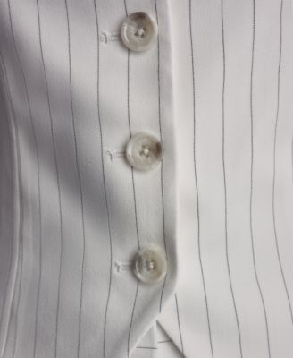 Women's Sleeveless Pinstripe Button-Front Vest