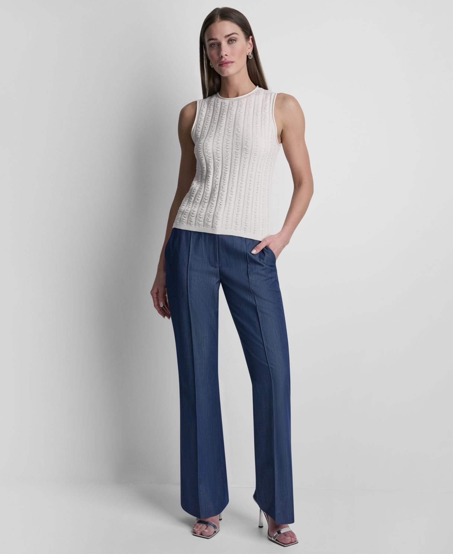 Women's Sleeveless Pucker Detail Sweater