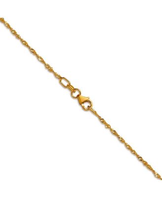 Solid 18k Yellow Gold Italian 1.35mm Sparkle-Cut Singapore Chain Necklace 16 -24 Inches Chain Necklace