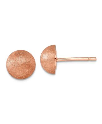18k Yellow, White or Rose Gold Italian 8mm Textured Half Round Button Earrings 8x8mm Wide Stud Earring