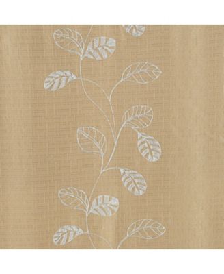 100% Polyester 140 GSM Reed Embroidered Grommet Curtain Panel 54" x 84" Taupe