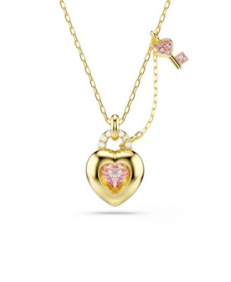 Gold-Tone Plated Heart Lock and Key Idyllia Pendant Necklaces