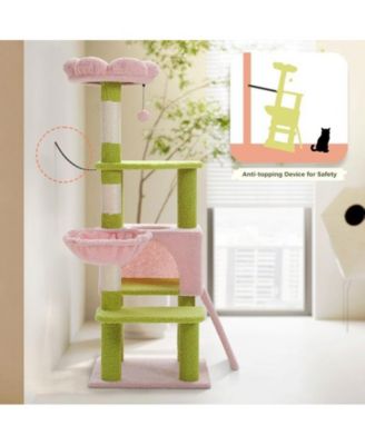 47.2" Cat Tree with Sisal-Covered Scratching Posts, Multi-Level Climbing Tower for Indoor Cats