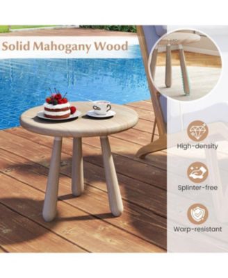 Outdoor 18 Inch Mahogany Wood Side Table with Thickened Top