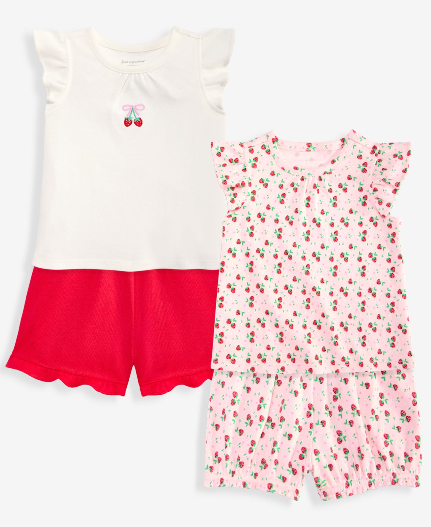 Комплекты First Impressions Mix & Match Berries Tops & Shorts для девочек-малышей, цвет: Белый — фото 1