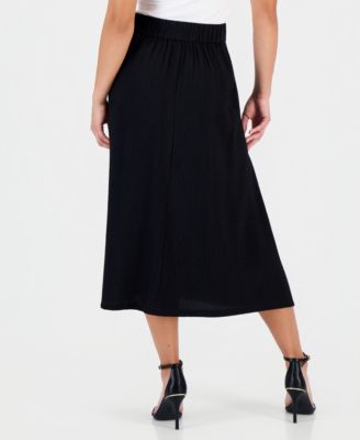 Petite Pull-On Tie-Waist Midi Skirt