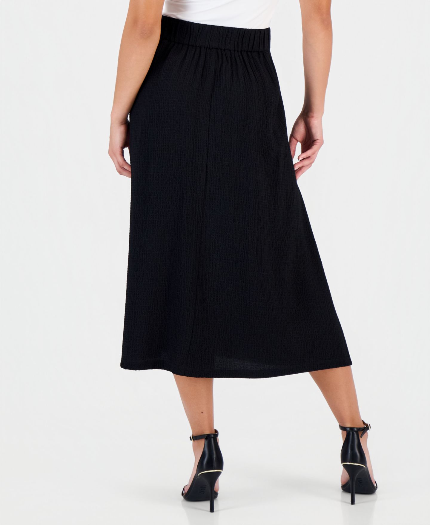 Женская юбка Anne Klein Essentials Petite Pull-On Tie-Waist Midi, цвет: Чёрный — фото 4